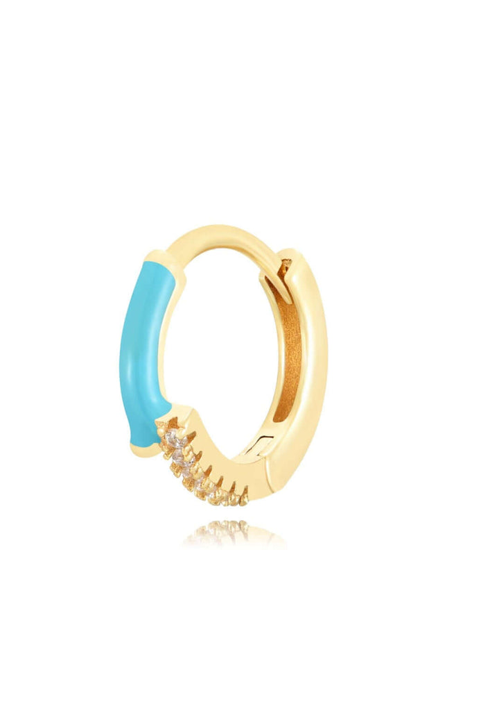 Le Marshand®  -  Joyería en plata 925, chapado en Oro 24K - Arito Esmalte turquesa y circonitas - Diseños propios - Brazaletes, pulseras, collares y pendientes - Joyería online - Mallorca