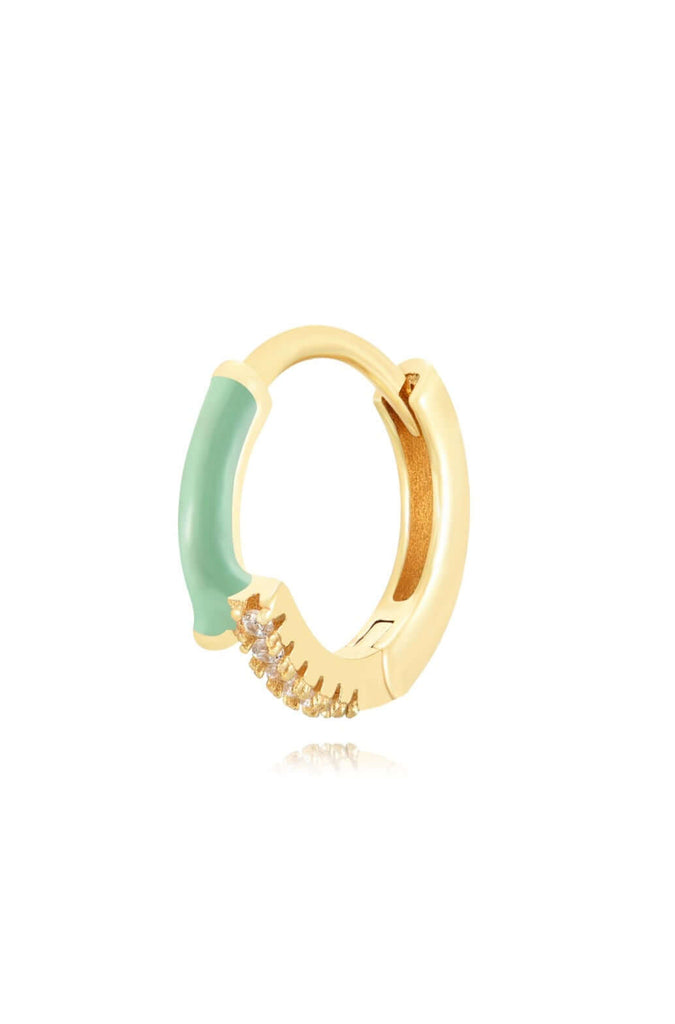 Le Marshand®  -  Joyería en plata 925, chapado en Oro 24K - Arito Esmalte verde y circonitas - Diseños propios - Brazaletes, pulseras, collares y pendientes - Joyería online - Mallorca