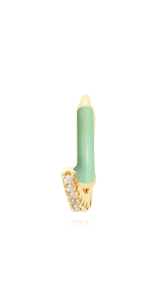 Le Marshand®  -  Joyería en plata 925, chapado en Oro 24K - Arito Esmalte verde y circonitas - Diseños propios - Brazaletes, pulseras, collares y pendientes - Joyería online - Mallorca
