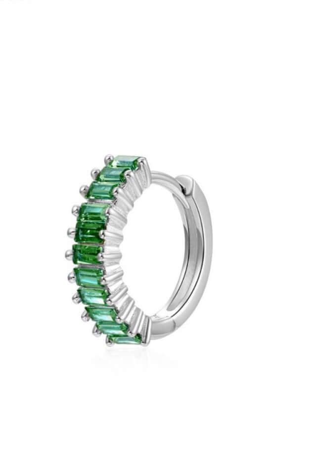 Le Marshand®  -  Joyería en plata 925, chapado en Oro 24K - Arito Barritas verde (Plata) - Diseños propios - Brazaletes, pulseras, collares y pendientes - Joyería online - Mallorca