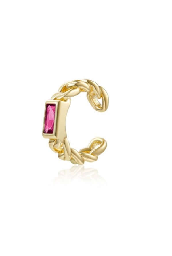 Le Marshand®  -  Joyería en plata 925, chapado en Oro 24K - Cuff Solitario Rosa - Diseños propios - Brazaletes, pulseras, collares y pendientes - Joyería online - Mallorca