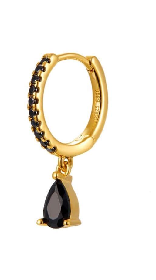 Le Marshand®  -  Joyería en plata 925, chapado en Oro 24K - Arito Gota Circ negro - Diseños propios - Brazaletes, pulseras, collares y pendientes - Joyería online - Mallorca