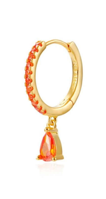 Le Marshand®  -  Joyería en plata 925, chapado en Oro 24K - Arito Gota Circ Naranja - Diseños propios - Brazaletes, pulseras, collares y pendientes - Joyería online - Mallorca