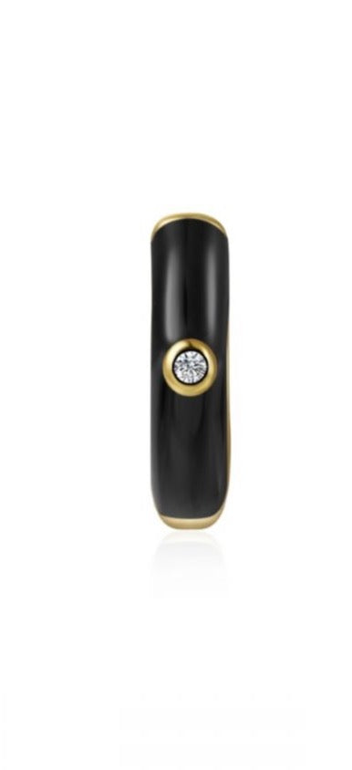 Le Marshand®  -  Joyería en plata 925, chapado en Oro 24K - Arito Esmaltado Negro - Diseños propios - Brazaletes, pulseras, collares y pendientes - Joyería online - Mallorca