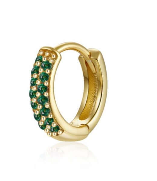 Le Marshand®  -  Joyería en plata 925, chapado en Oro 24K - Arito Round Verde - Diseños propios - Brazaletes, pulseras, collares y pendientes - Joyería online - Mallorca