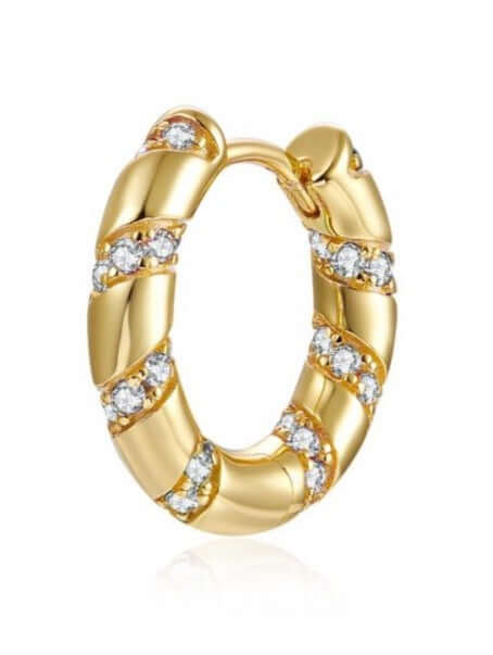 Le Marshand®  -  Joyería en plata 925, chapado en Oro 24K - Arito Trenza circonitas - Diseños propios - Brazaletes, pulseras, collares y pendientes - Joyería online - Mallorca