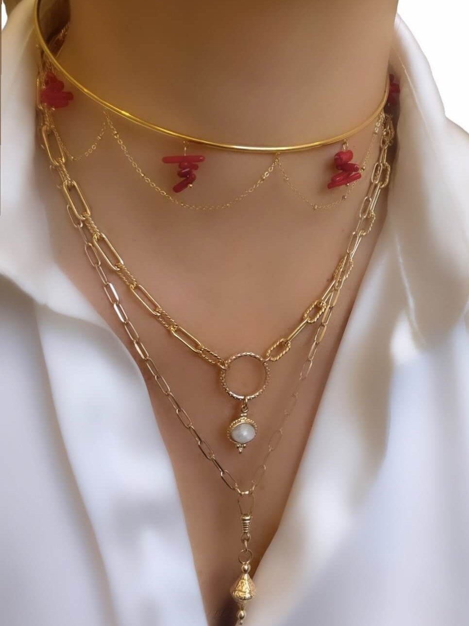Collar Choker Curtis Coral (RBJ*) - LE MARSHAND™