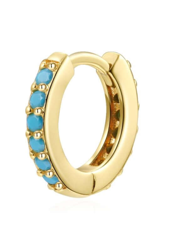 Le Marshand®  -  Joyería en plata 925, chapado en Oro 24K - Arito Circonitas Turquesa - Diseños propios - Brazaletes, pulseras, collares y pendientes - Joyería online - Mallorca
