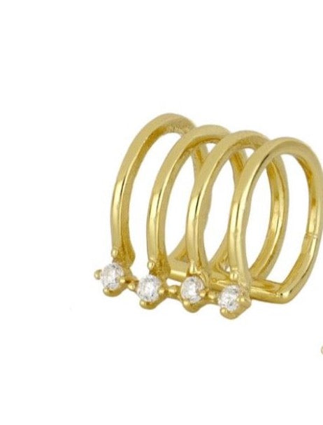 Le Marshand®  -  Joyería en plata 925, chapado en Oro 24K - Cuff Lux 4 Circonitas - Diseños propios - Brazaletes, pulseras, collares y pendientes - Joyería online - Mallorca