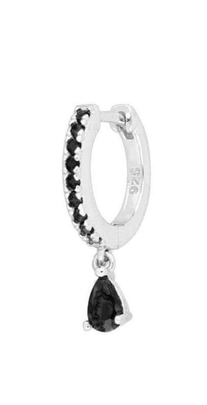 Le Marshand®  -  Joyería en plata 925, chapado en Oro 24K - Arito Gota Circ negro (Plata) - Diseños propios - Brazaletes, pulseras, collares y pendientes - Joyería online - Mallorca