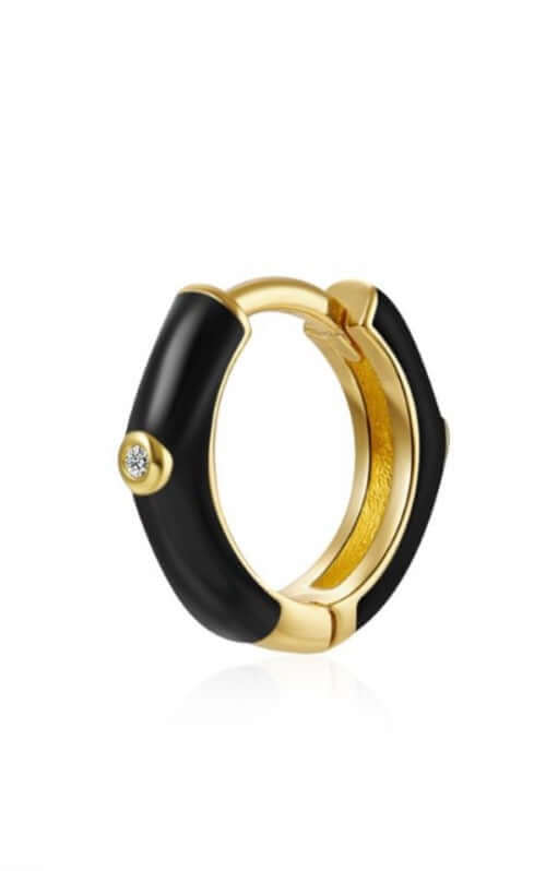 Le Marshand®  -  Joyería en plata 925, chapado en Oro 24K - Arito Esmaltado Negro - Diseños propios - Brazaletes, pulseras, collares y pendientes - Joyería online - Mallorca