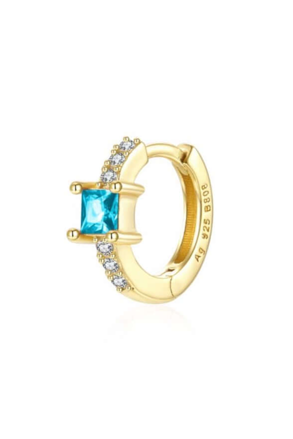 Le Marshand®  -  Joyería en plata 925, chapado en Oro 24K - Arito Solitario Azul Turquesa - Diseños propios - Brazaletes, pulseras, collares y pendientes - Joyería online - Mallorca