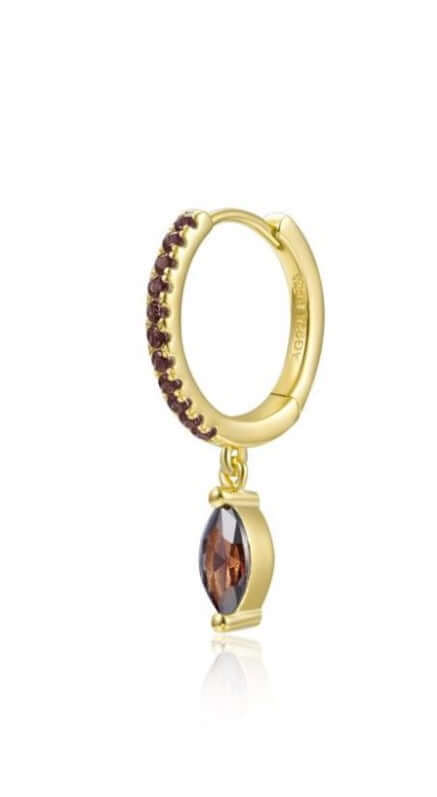 Le Marshand®  -  Joyería en plata 925, chapado en Oro 24K - Arito Lágrima marrón - Diseños propios - Brazaletes, pulseras, collares y pendientes - Joyería online - Mallorca