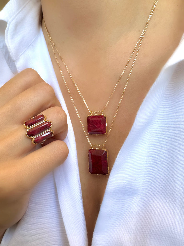 Le Marshand®  -  Joyería en plata 925, chapado en Oro 24K - Collar Boheme Granate - Diseños propios - Brazaletes, pulseras, collares y pendientes - Joyería online - Mallorca