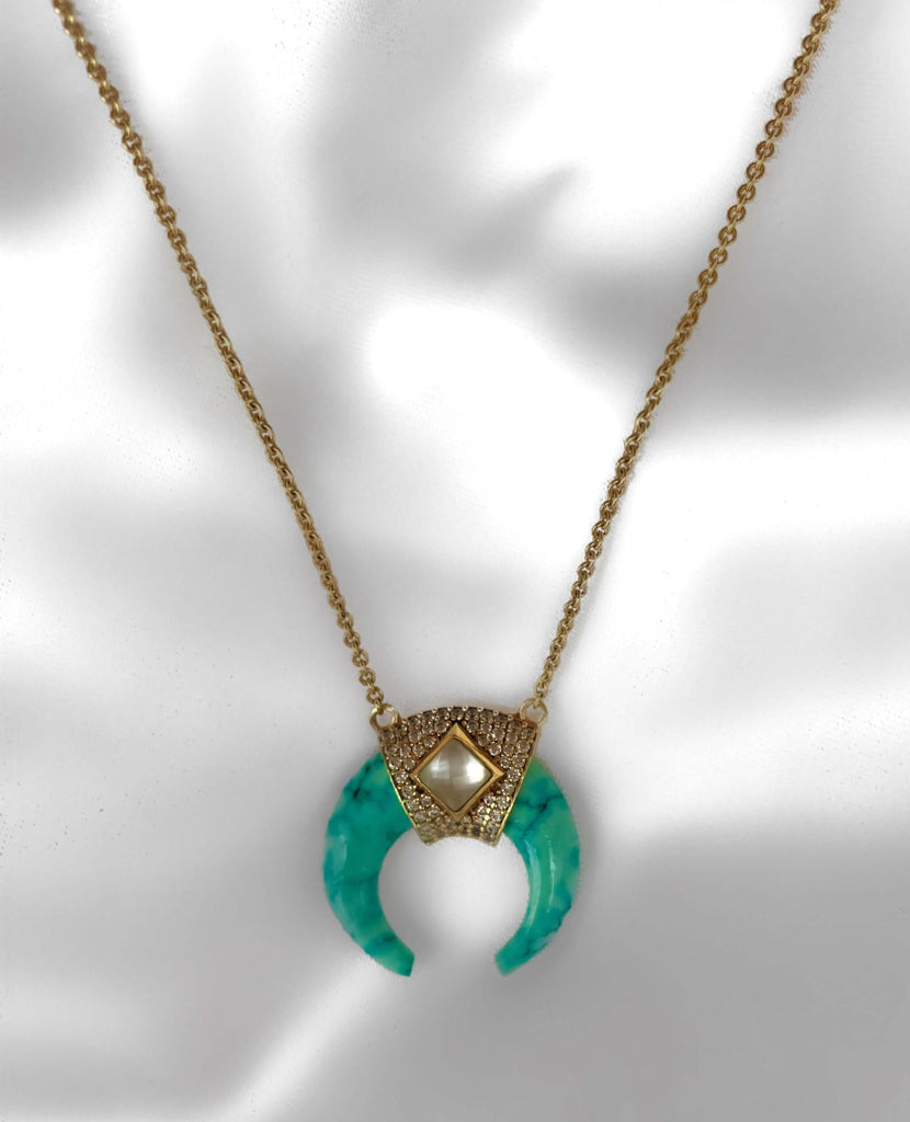 Le Marshand®  -  Joyería en plata 925, chapado en Oro 24K - Collar Cuerno Stones (Turquesa) - Diseños propios - Brazaletes, pulseras, collares y pendientes - Joyería online - Mallorca