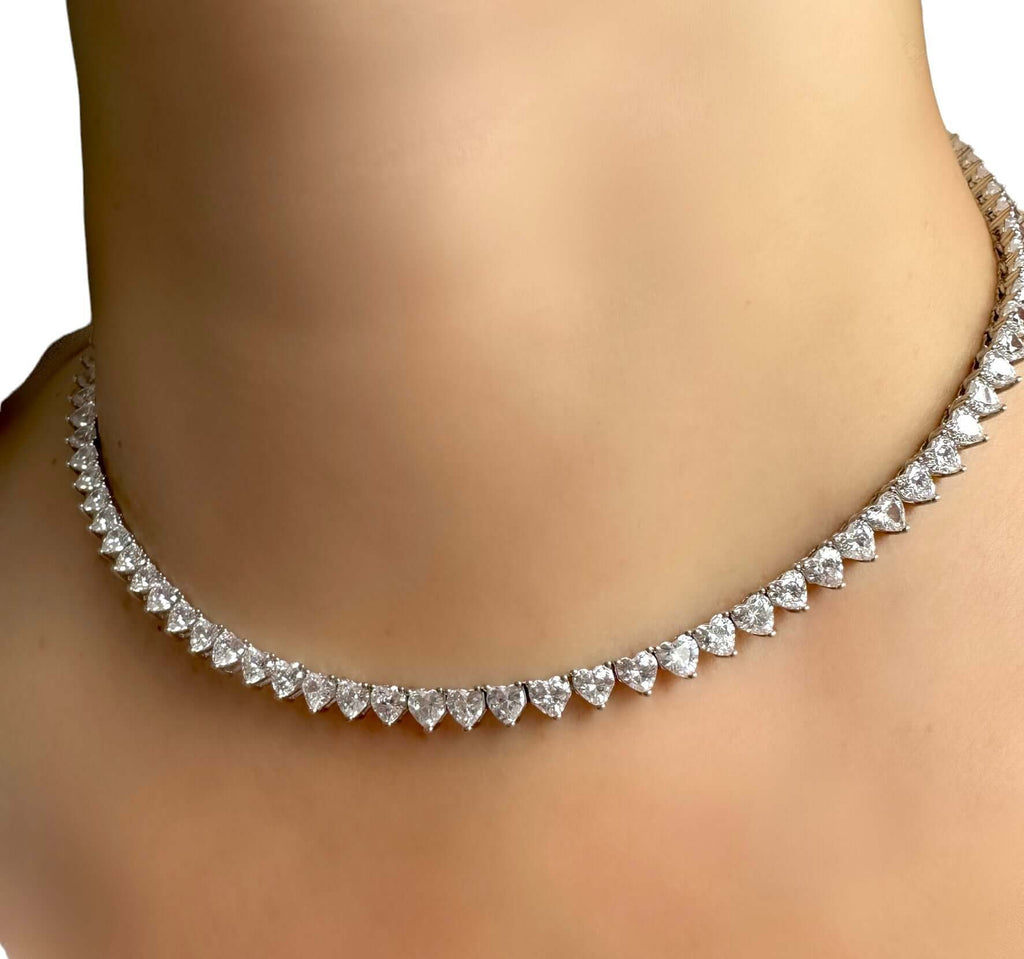 Le Marshand®  -  Joyería en plata 925, chapado en Oro 24K - Collar Riviere Corazón (Plata 925) - Diseños propios - Brazaletes, pulseras, collares y pendientes - Joyería online - Mallorca