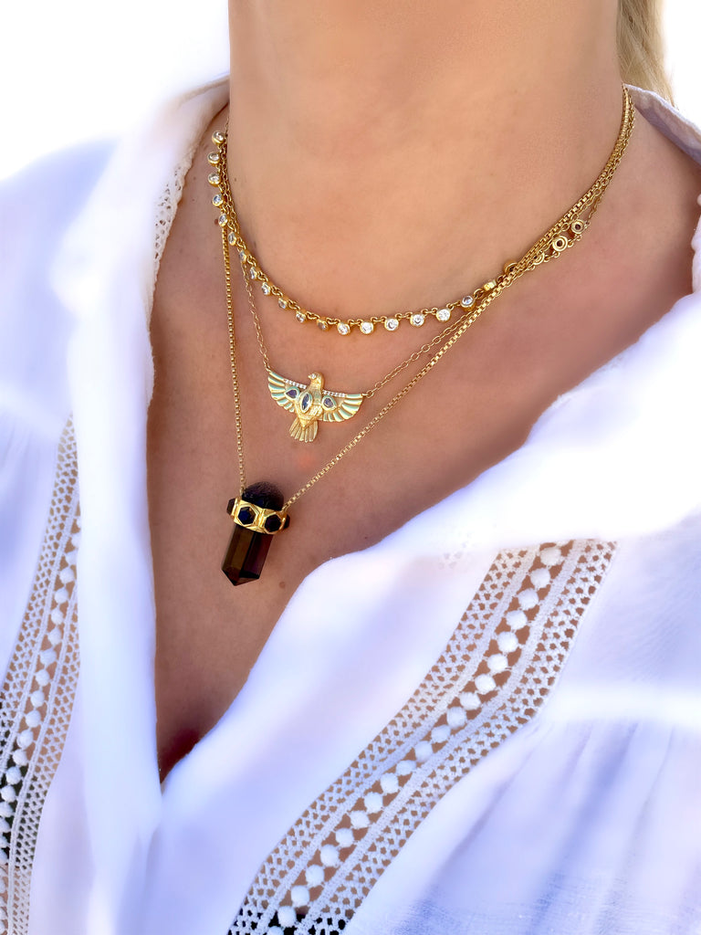 Le Marshand®  -  Joyería en plata 925, chapado en Oro 24K - Collar Smoke Quartz - Diseños propios - Brazaletes, pulseras, collares y pendientes - Joyería online - Mallorca
