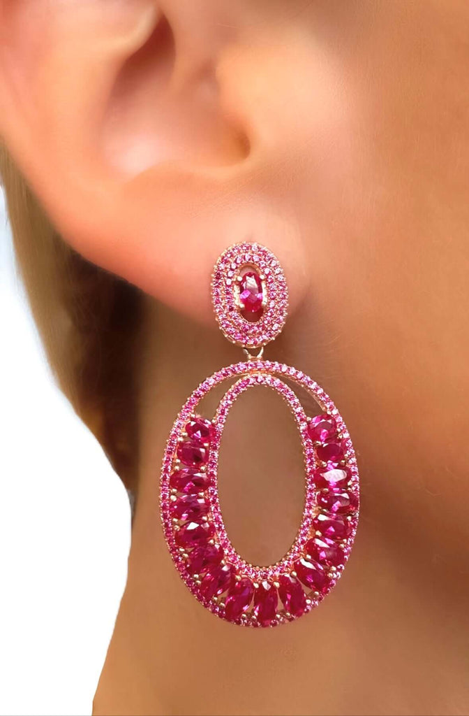 Le Marshand®  -  Joyería en plata 925, chapado en Oro 24K - Pendientes Noche de rosas (Plata bañada oro rosa) - Diseños propios - Brazaletes, pulseras, collares y pendientes - Joyería online - Mallorca
