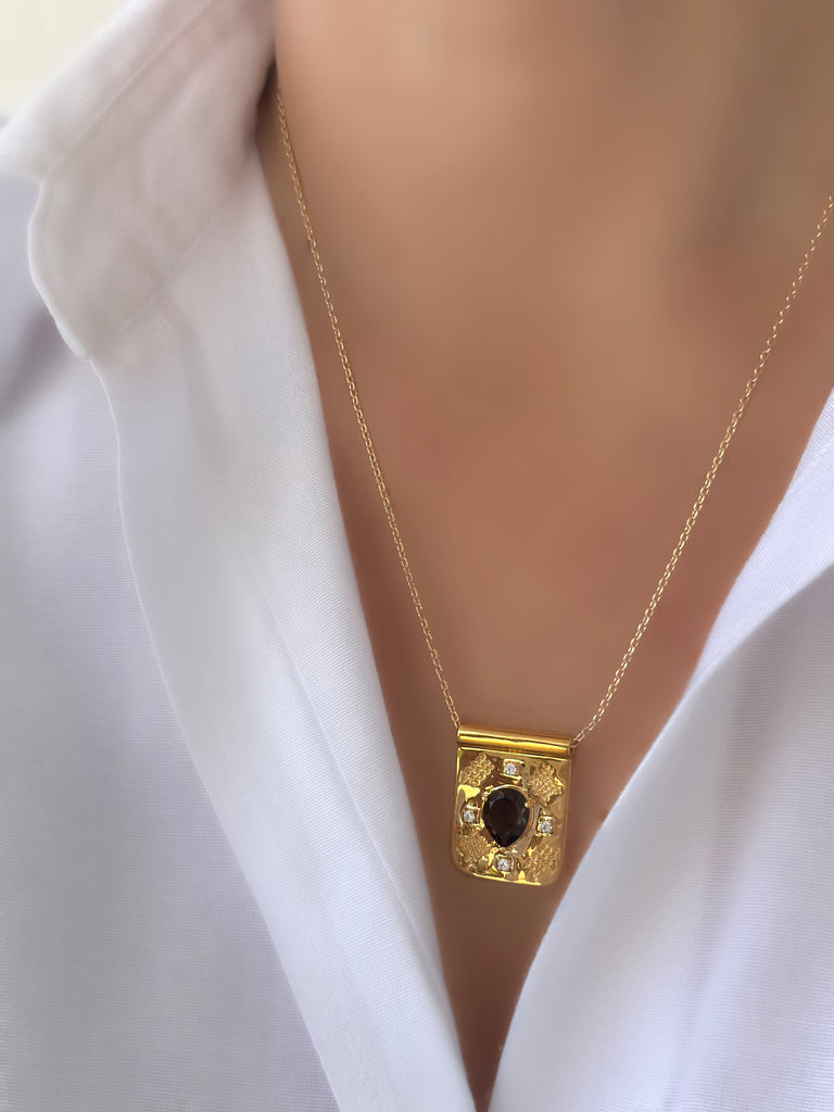 Le Marshand®  -  Joyería en plata 925, chapado en Oro 24K - Collar Demian II Marrón - Diseños propios - Brazaletes, pulseras, collares y pendientes - Joyería online - Mallorca