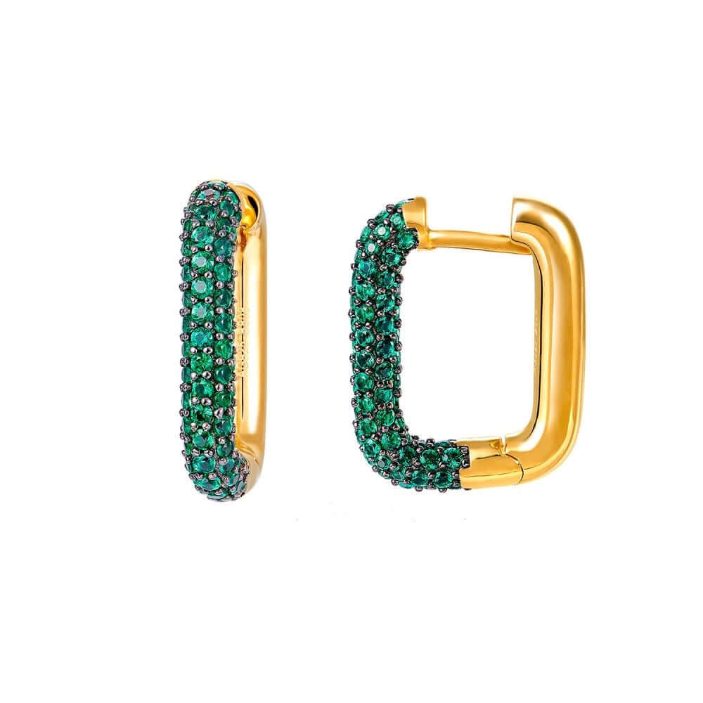 Le Marshand®  -  Joyería en plata 925, chapado en Oro 24K - Arito Lux Q Verde - Diseños propios - Brazaletes, pulseras, collares y pendientes - Joyería online - Mallorca