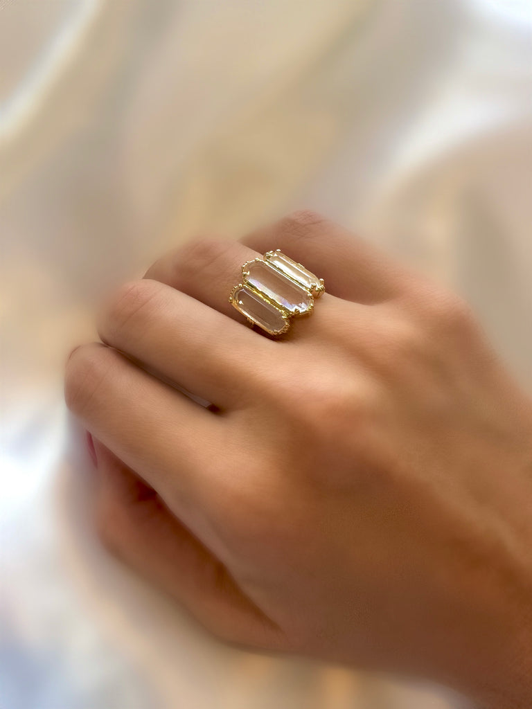Le Marshand®  -  Joyería en plata 925, chapado en Oro 24K - Anillo Boheme barras (Cuarzo) - Diseños propios - Brazaletes, pulseras, collares y pendientes - Joyería online - Mallorca