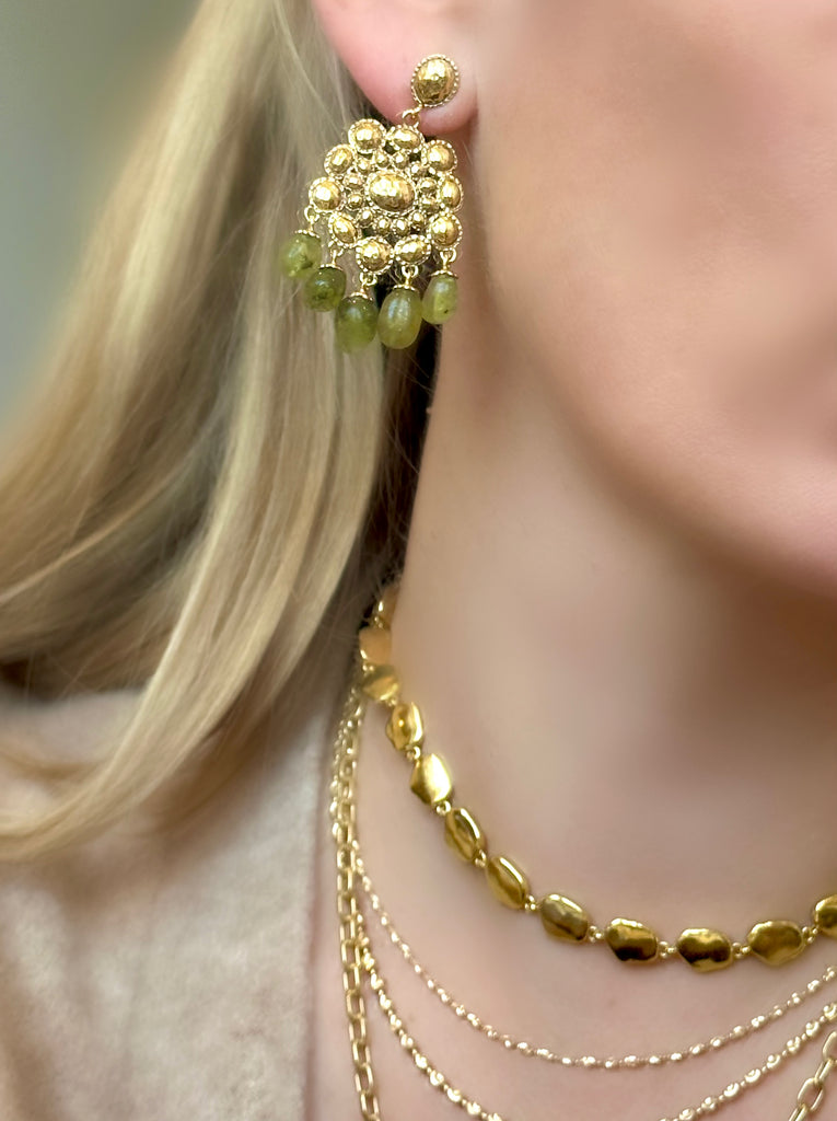 Le Marshand®  -  Joyería en plata 925, chapado en Oro 24K - Pendientes Flor Pellegrino (Cuarzo verde) - Diseños propios - Brazaletes, pulseras, collares y pendientes - Joyería online - Mallorca