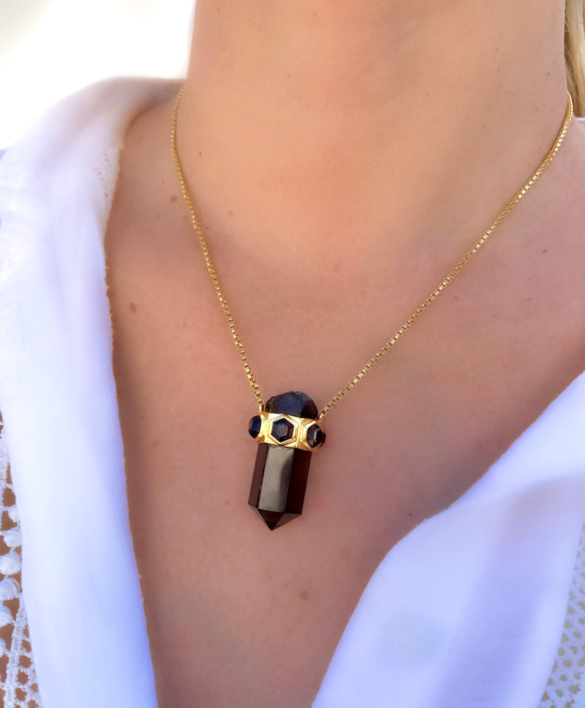 Le Marshand®  -  Joyería en plata 925, chapado en Oro 24K - Collar Smoke Quartz - Diseños propios - Brazaletes, pulseras, collares y pendientes - Joyería online - Mallorca