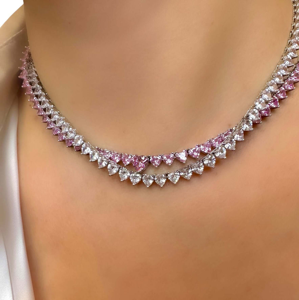 Le Marshand®  -  Joyería en plata 925, chapado en Oro 24K - Collar Riviere Corazón (Plata 925) - Diseños propios - Brazaletes, pulseras, collares y pendientes - Joyería online - Mallorca