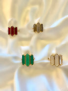 Le Marshand®  -  Joyería en plata 925, chapado en Oro 24K - Anillo Boheme barras (Onix verde) - Diseños propios - Brazaletes, pulseras, collares y pendientes - Joyería online - Mallorca