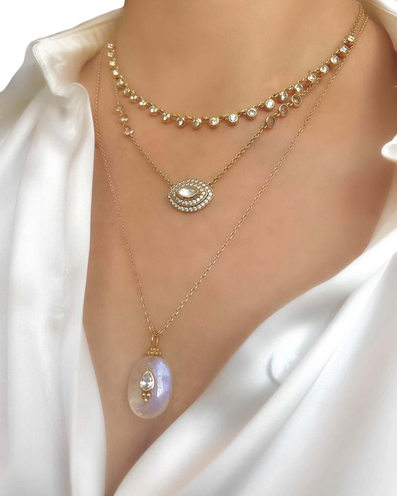 Le Marshand®  -  Joyería en plata 925, chapado en Oro 24K - Collar Krishna Cuarzo Blanco - Diseños propios - Brazaletes, pulseras, collares y pendientes - Joyería online - Mallorca