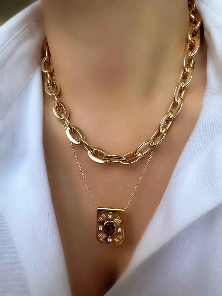 Le Marshand®  -  Joyería en plata 925, chapado en Oro 24K - Collar Demian II Marrón - Diseños propios - Brazaletes, pulseras, collares y pendientes - Joyería online - Mallorca