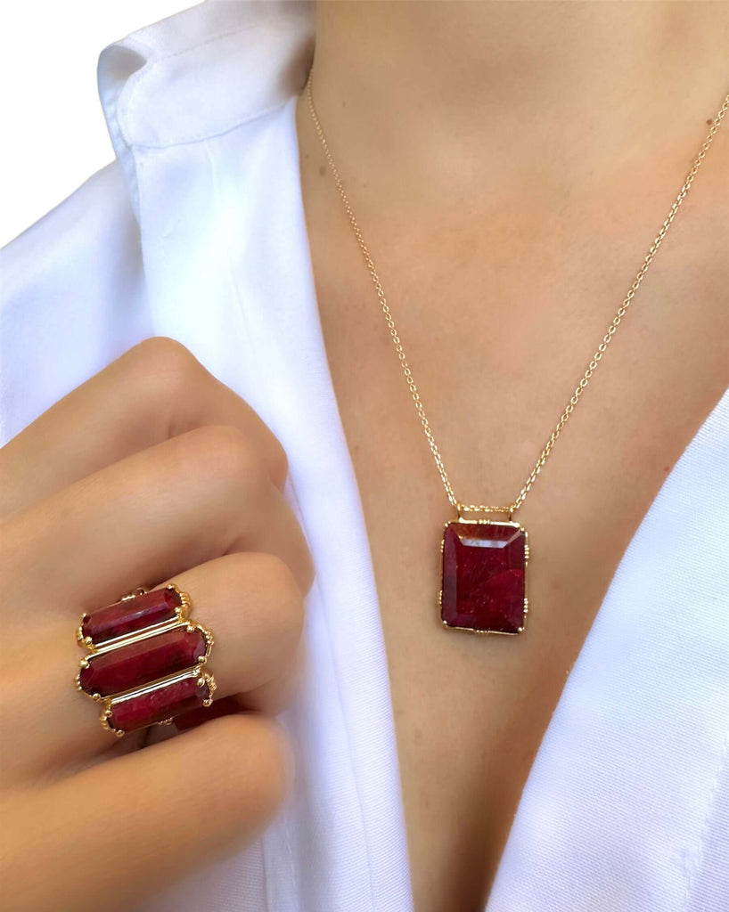 Le Marshand®  -  Joyería en plata 925, chapado en Oro 24K - Collar Boheme Granate - Diseños propios - Brazaletes, pulseras, collares y pendientes - Joyería online - Mallorca