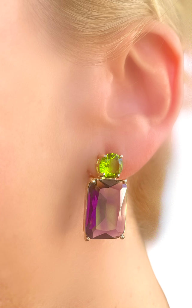 Le Marshand®  -  Joyería en plata 925, chapado en Oro 24K - Pendientes Candy Verde y Lila - Diseños propios - Brazaletes, pulseras, collares y pendientes - Joyería online - Mallorca