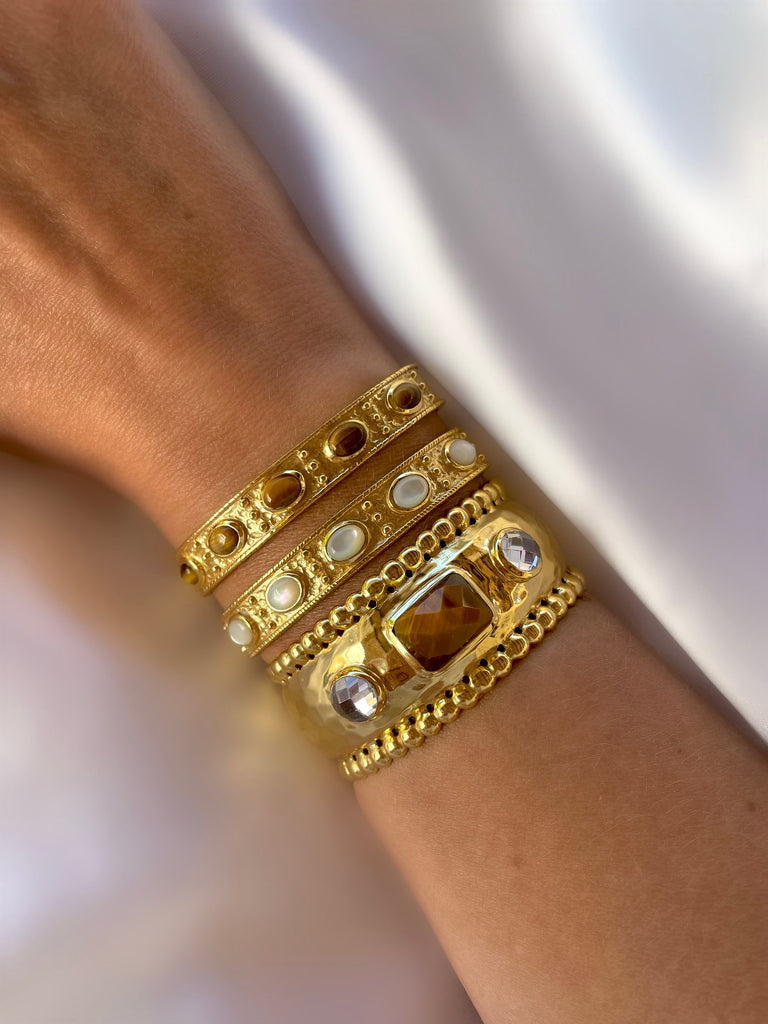 Le Marshand®  -  Joyería en plata 925, chapado en Oro 24K - Brazalete Boho Nácar - Diseños propios - Brazaletes, pulseras, collares y pendientes - Joyería online - Mallorca