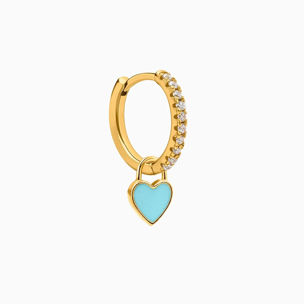 Le Marshand®  -  Joyería en plata 925, chapado en Oro 24K - Arito Corazón azul - Diseños propios - Brazaletes, pulseras, collares y pendientes - Joyería online - Mallorca