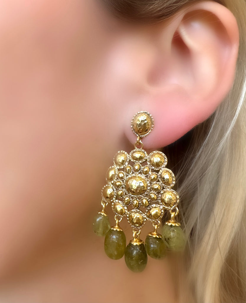 Le Marshand®  -  Joyería en plata 925, chapado en Oro 24K - Pendientes Flor Pellegrino (Cuarzo verde) - Diseños propios - Brazaletes, pulseras, collares y pendientes - Joyería online - Mallorca