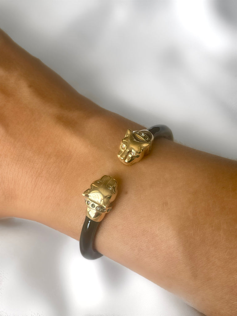 Le Marshand®  -  Joyería en plata 925, chapado en Oro 24K - Brazalete Animal Panther Black & Gold - Diseños propios - Brazaletes, pulseras, collares y pendientes - Joyería online - Mallorca