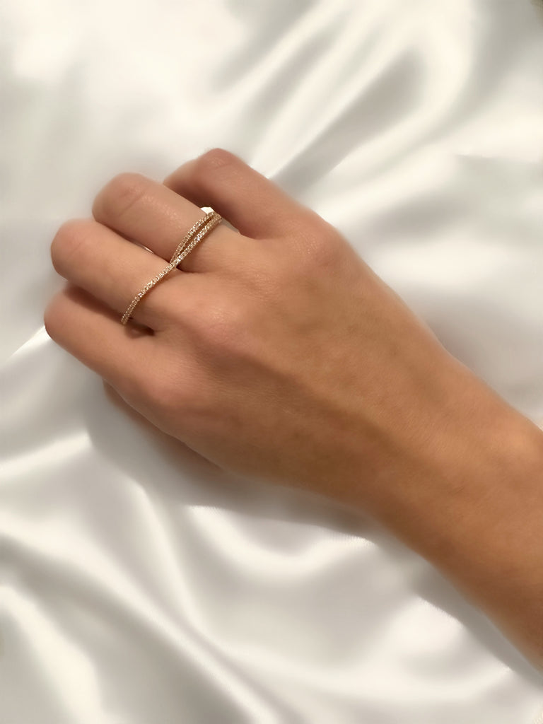 Le Marshand®  -  Joyería en plata 925, chapado en Oro 24K - Alianza circonitas doble (Oro) - Diseños propios - Brazaletes, pulseras, collares y pendientes - Joyería online - Mallorca