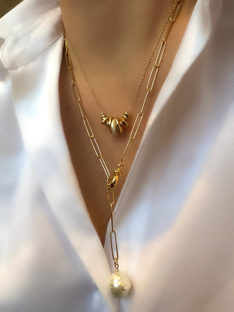 Le Marshand®  -  Joyería en plata 925, chapado en Oro 24K - Collar Hematite y Perla - Diseños propios - Brazaletes, pulseras, collares y pendientes - Joyería online - Mallorca