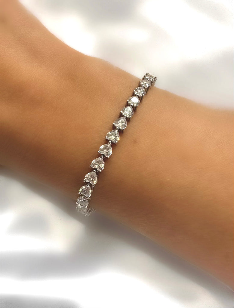 Le Marshand®  -  Joyería en plata 925, chapado en Oro 24K - Pulsera Riviere Corazón (Plata 925) - Diseños propios - Brazaletes, pulseras, collares y pendientes - Joyería online - Mallorca