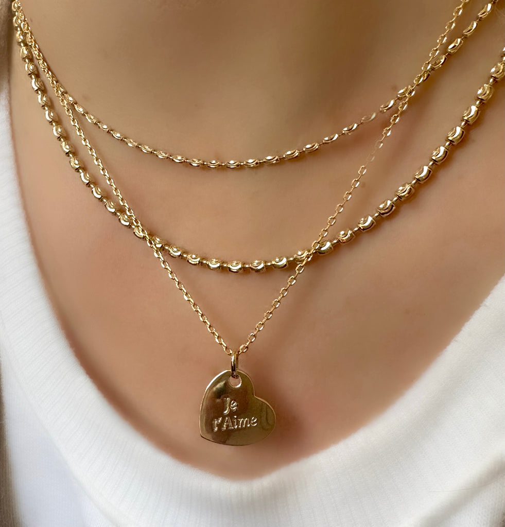 Le Marshand®  -  Joyería en plata 925, chapado en Oro 24K - Collar Je t´Aime (Oro) - Diseños propios - Brazaletes, pulseras, collares y pendientes - Joyería online - Mallorca