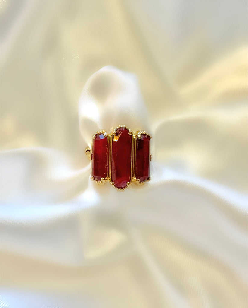 Le Marshand®  -  Joyería en plata 925, chapado en Oro 24K - Anillo Boheme barras (Granate) - Diseños propios - Brazaletes, pulseras, collares y pendientes - Joyería online - Mallorca