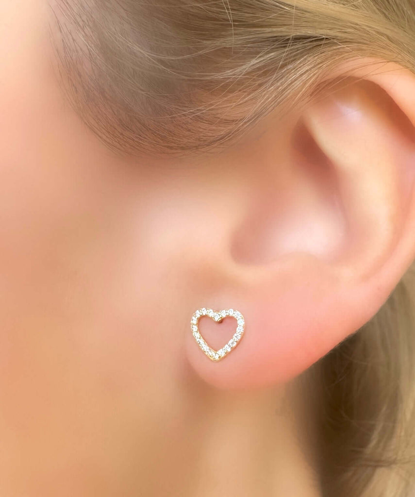 Le Marshand®  -  Joyería en plata 925, chapado en Oro 24K - Pendientes Circ Corazón Vacío Finos (Plata bañada oro) - Diseños propios - Brazaletes, pulseras, collares y pendientes - Joyería online - Mallorca