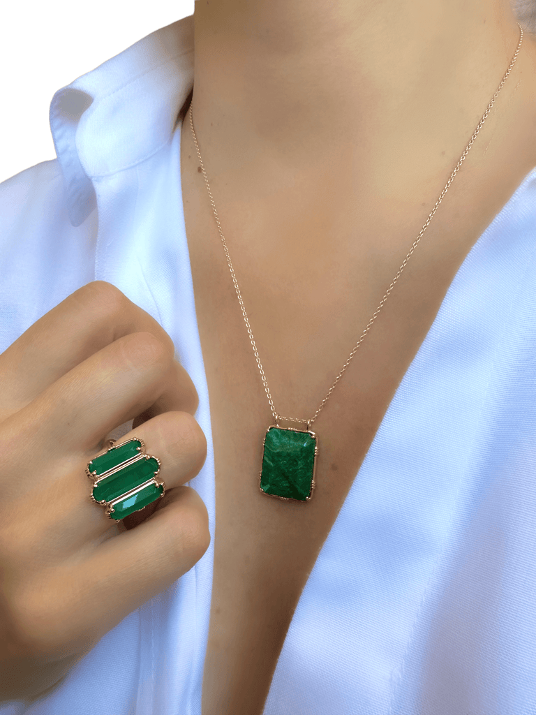 Le Marshand®  -  Joyería en plata 925, chapado en Oro 24K - Collar Boheme Jaspe Verde - Diseños propios - Brazaletes, pulseras, collares y pendientes - Joyería online - Mallorca