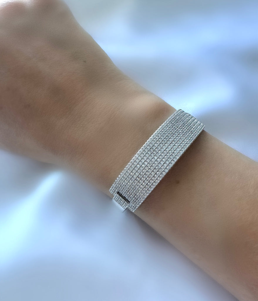 Le Marshand®  -  Joyería en plata 925, chapado en Oro 24K - Brazalete Full Pavé (Plata 925) - Diseños propios - Brazaletes, pulseras, collares y pendientes - Joyería online - Mallorca