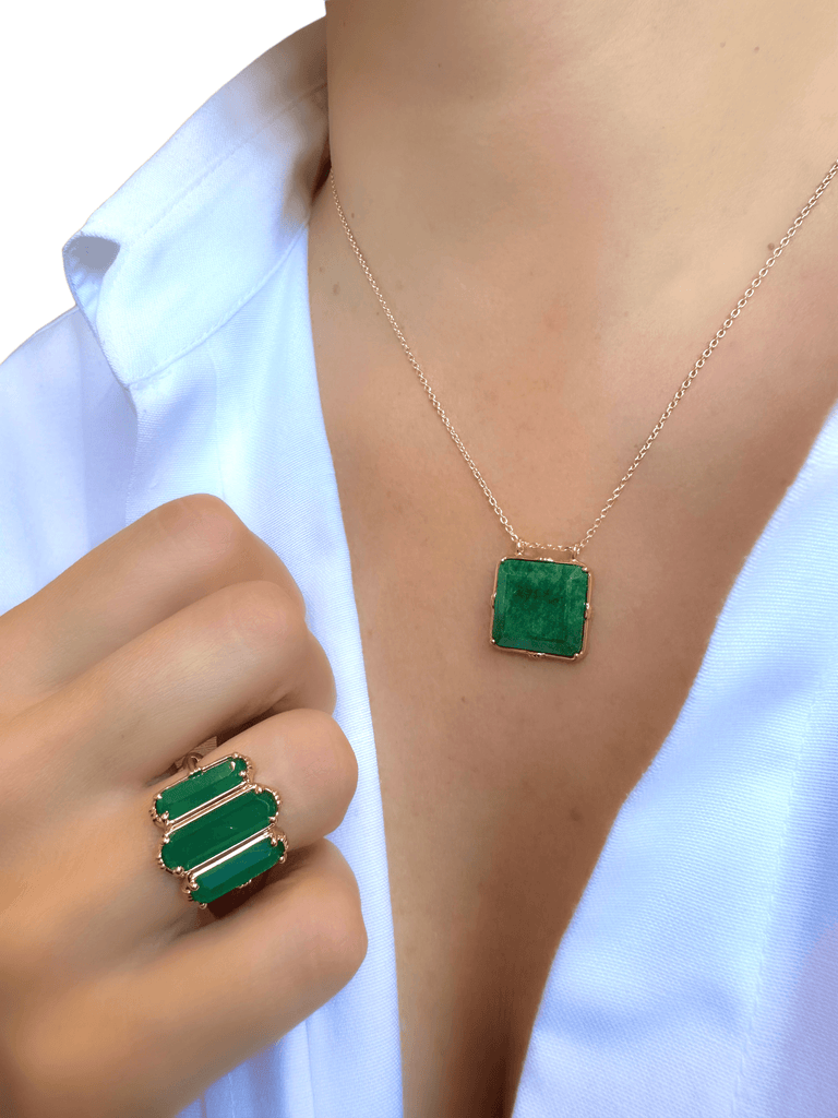 Le Marshand®  -  Joyería en plata 925, chapado en Oro 24K - Collar Boheme Petite Jaspe verde - Diseños propios - Brazaletes, pulseras, collares y pendientes - Joyería online - Mallorca