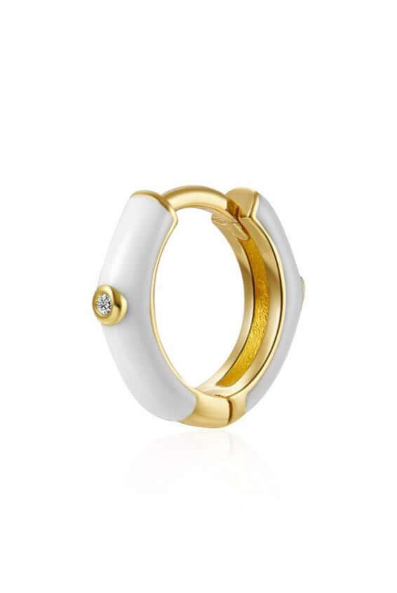 Le Marshand®  -  Joyería en plata 925, chapado en Oro 24K - Arito Esmaltado Blanco - Diseños propios - Brazaletes, pulseras, collares y pendientes - Joyería online - Mallorca