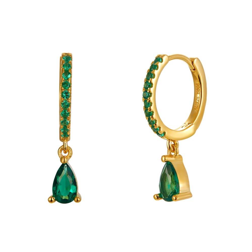 Le Marshand®  -  Joyería en plata 925, chapado en Oro 24K - Arito Gota Circ Verde - Diseños propios - Brazaletes, pulseras, collares y pendientes - Joyería online - Mallorca