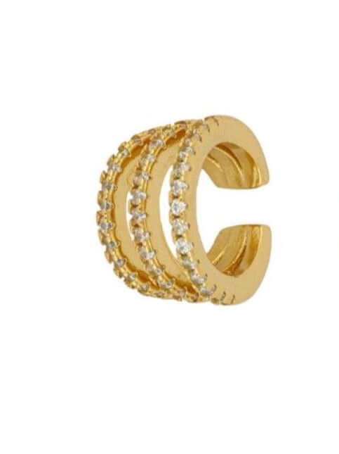Le Marshand®  -  Joyería en plata 925, chapado en Oro 24K - Cuff Lux 25 triple circonitas (Oro) - Diseños propios - Brazaletes, pulseras, collares y pendientes - Joyería online - Mallorca