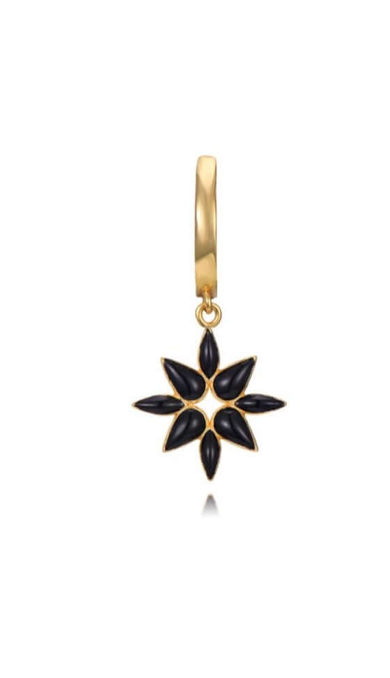 Le Marshand®  -  Joyería en plata 925, chapado en Oro 24K - Arito Flor Negra - Diseños propios - Brazaletes, pulseras, collares y pendientes - Joyería online - Mallorca